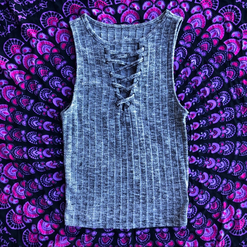 AEO Heather Gray Ribbed Tank